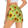 thumbnail image 3 of Xecao's Sunflower Leaves for a double-layer running short for women, perfect for gym, tennis, and more, featuring a convenient pocket., 3 of 9