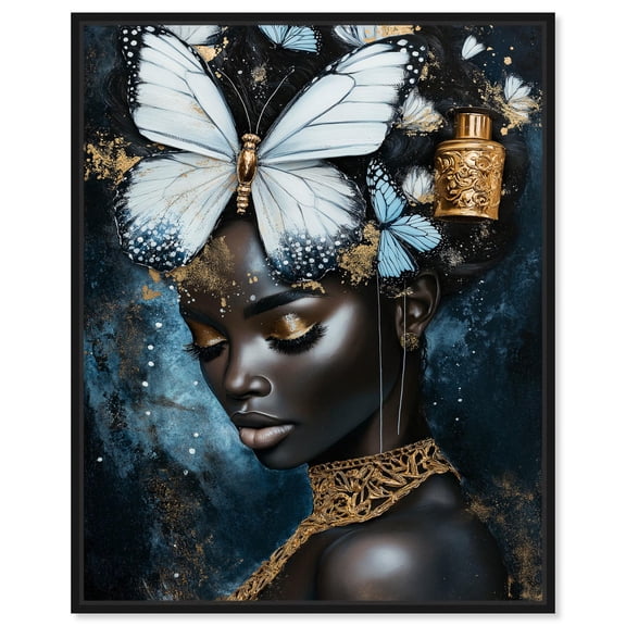 Butterfly Veil of Midnight Canvas Glam Art by Art Remedy, Black Frame, 16" x 20"