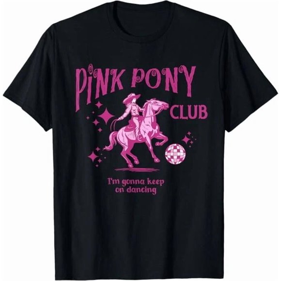 Pink Girl Pony Club Keep on Dancing Retro Unisex T-Shirt Z879, up to Size 5XL