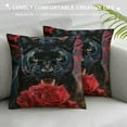 thumbnail image 3 of Autua Black Panther Rose Gothic Art Graphic Decorative Throw Pillow Cover for Home Couch Living Room Bed Sofa 1PC - High-quality Year-round Pillow Case 22x22in, 3 of 5