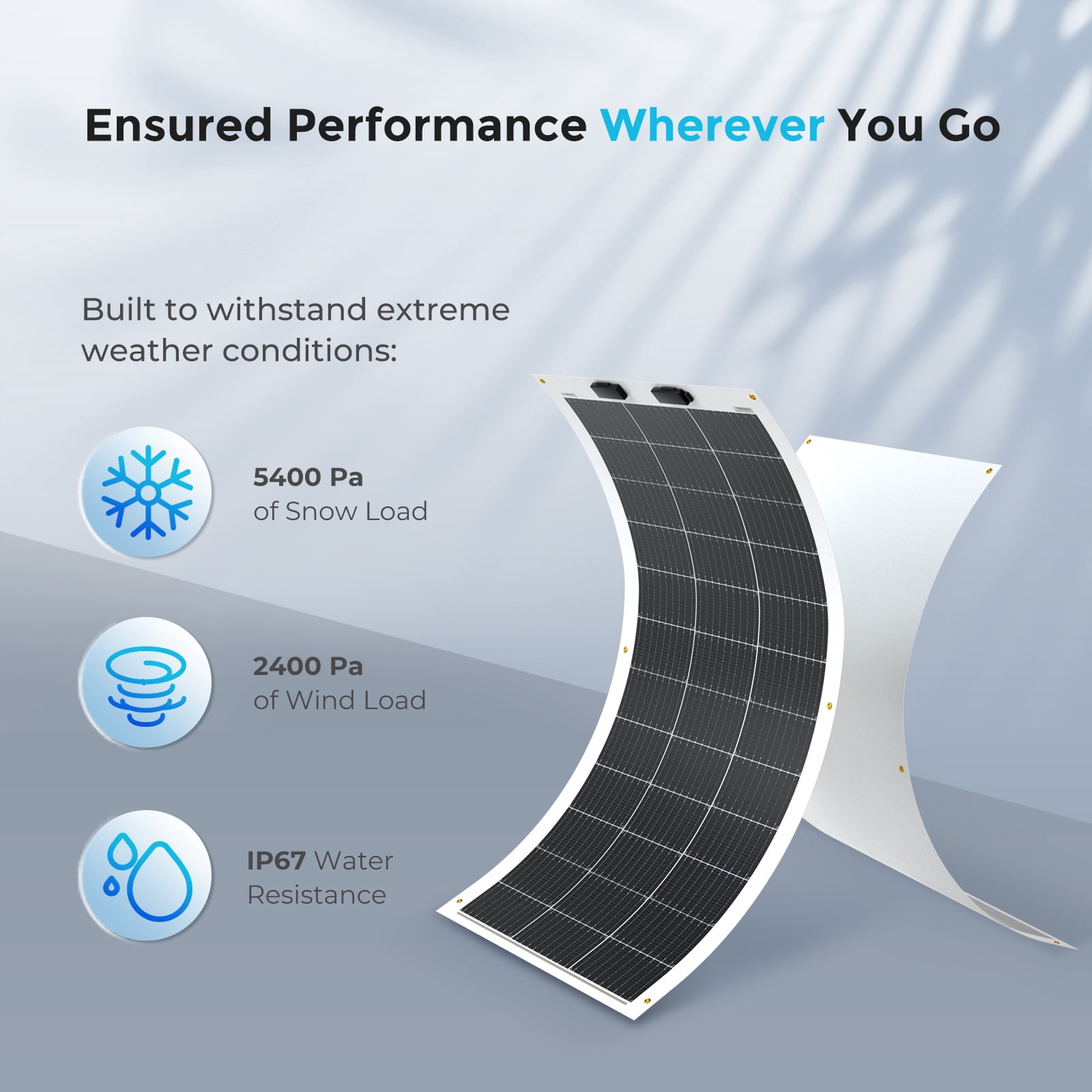 Renogy Flexible 100W 12V Solar Panel, 240° Bendable Solar Panel, IP67 Weatherproof, Monocrystalline, Ultra Lightweight, 5.3lb