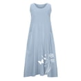 thumbnail image 5 of TIMIFIS Maxi Robes pour Femmes Robe d'Été de Plage Coton Lin Col Rond Sans Manches Longues Robes Grande Taille Camisole Chemises Robe avec Poches, 5 of 5