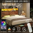 thumbnail image 5 of NHIXSOM Farmhouse Queen Bed Frame with LED Headboard, Charging Station and Storage Drawers, Farmhouse Style, Easy Assembly, Brown, 5 of 7