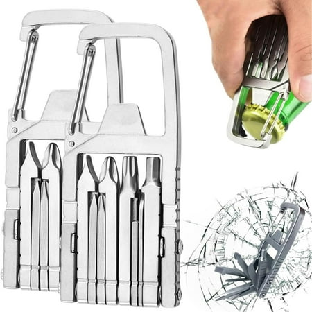 Big Sale! Shiogb 2Pc Multi-Function 12-In-1 Tool B Stainless Steel 2Pc Mini Tool 12 in 1Mini Multi Tool Mini Multi Tool Foldable Mini Multitool with Phone Holder Screwdriver Carabiner