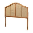 thumbnail image 4 of HomeStock Earthy Elegance 61.2"W x 50"H Classic Traditional Ash Walnut Wood and Synthetic Rattan Queen Size Arched Headboard with Woven Scalloped Detailing, 4 of 6