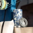 thumbnail image 3 of 20 Oz Blue Pioneer Flower and Bird Coffee Tumbler Double Wall Insulated Stainless Steel Water Bottle | Metal Reusable Thermoses Flask with Cup Cap | Leak & Sweat Proof with Anti-Dust Lid, 3 of 7