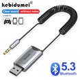 thumbnail image 2 of Adaptador auxiliar Bluetooth 5.3 Receptor inalámbrico Bluetooth 5.0 para automóvil USB a conector de 3,5 mm Audio Música Micrófono Manos libres para altavoz de automóvil, 2 of 5