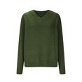 thumbnail image 4 of Women's V Neck Sweaters Solid Color Long Sleeve Comfy Knitted Pullover Tops for Winter Fall Casual Blouses (L, Dark Green), 4 of 6