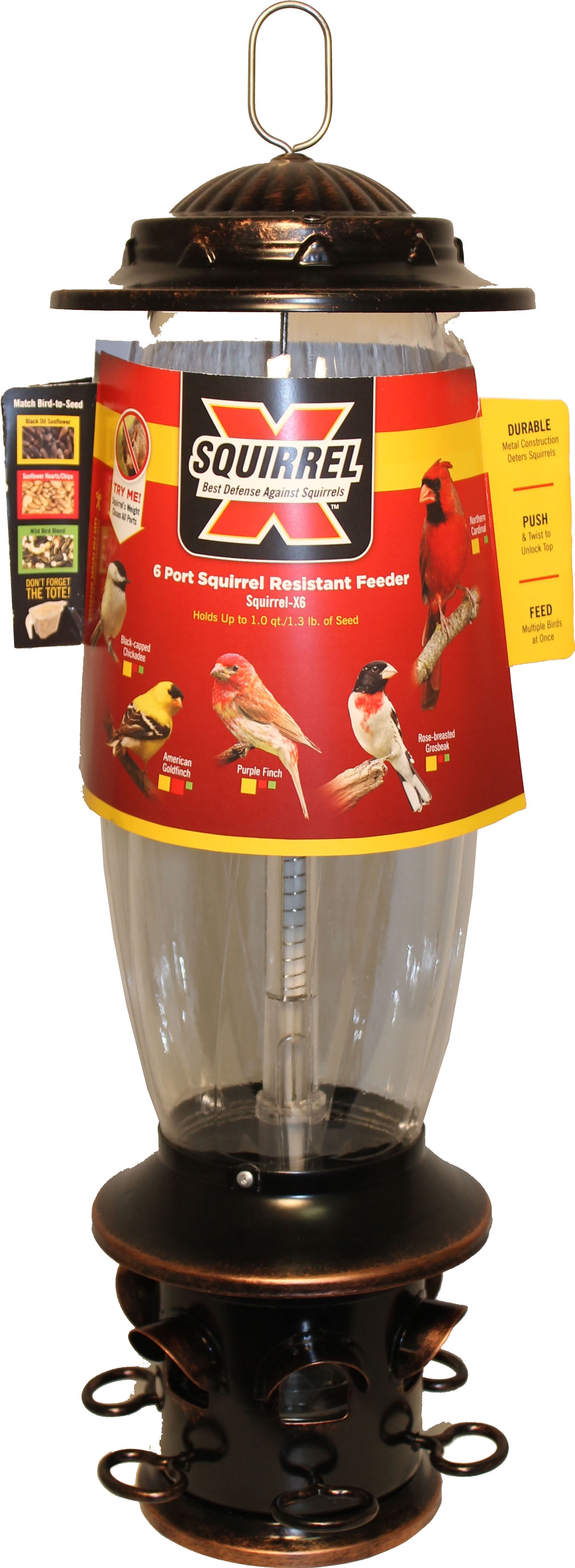 SquirrelX Bird Feeder, 6.1Lb Seed Capacity