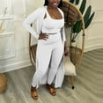 thumbnail image 2 of UYISJ Women 3 Piece Outfits Ribbed Long Cardigan Crop Tank Tops Shorts Sets Sweatsuit Lounge Set Casual Solid Color Sets XL, 2 of 7