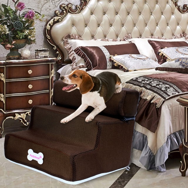 3 Step Dog Step Stairs Pet Ladder Cover Removable Comfortable Non Dog Ramp Staircases Suitable for Small Dogs
