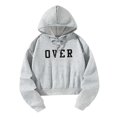 thumbnail image 3 of Sudadera recortada Top de manga larga sudaderas con capucha para mujer primavera otoño ropa deportiva básica M, 3 of 8