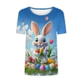 thumbnail image 4 of Mifsaly Womens Easter Shirts Short Sleeve Colorful Easter Eggs Print T-Shirts Playful Holiday Loose Casual Tee L, 4 of 5