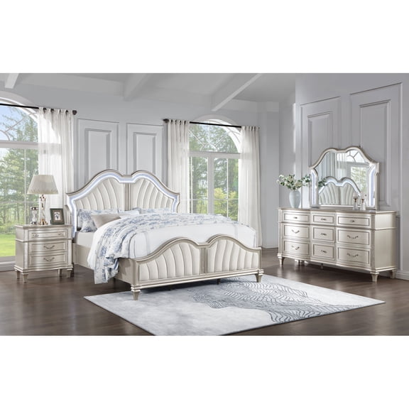 Miekor Furniture Evangeline Silver Oak 4-piece Queen Bedroom Set MK7012
