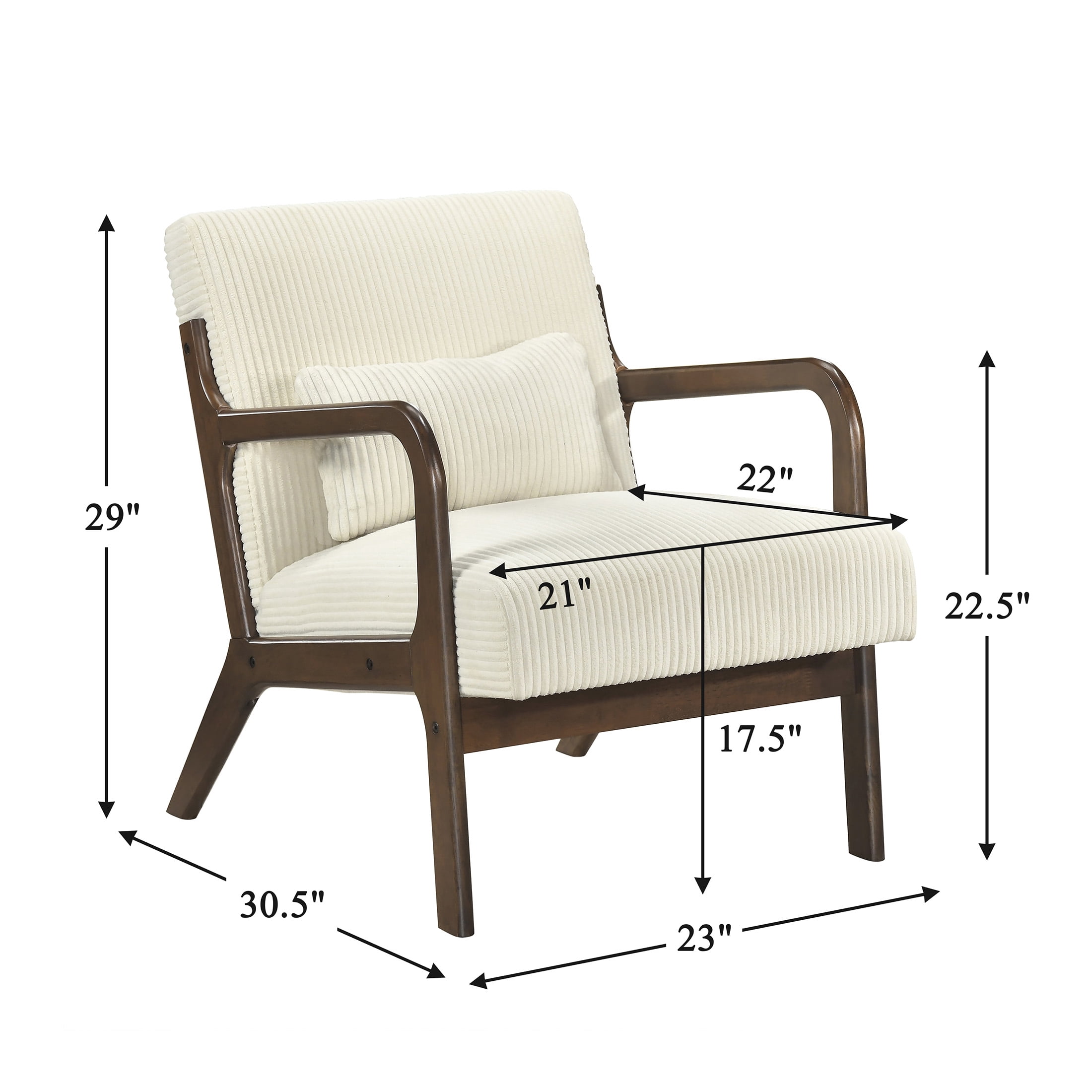 OakvillePark Cavano Wood Frame Corduroy Accent Chair, Beige
