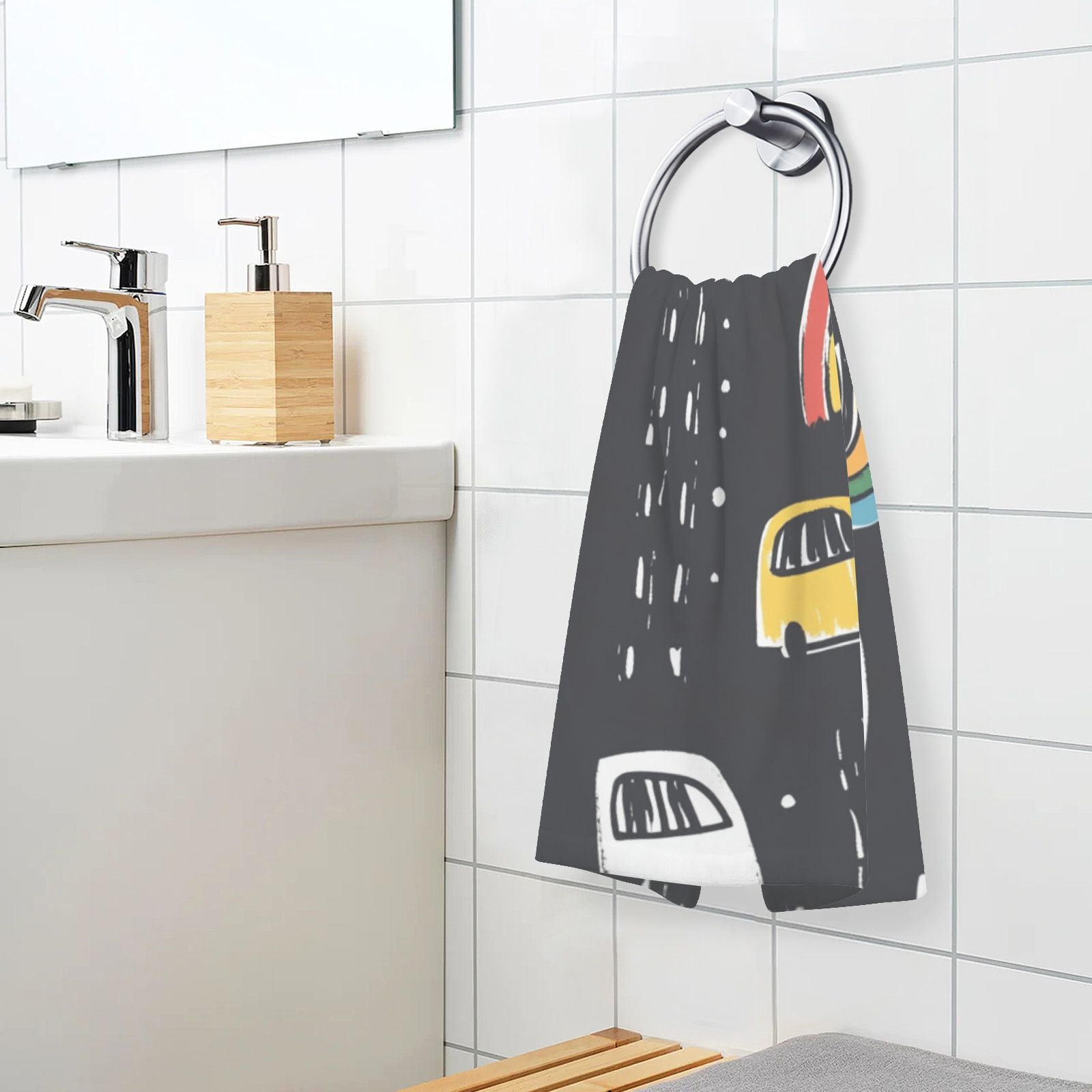 Cars Doodle Hand Towels Cotton Bath Towels Large Face Towels Absorbent for Bathroom 2 Packs