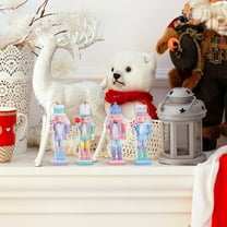 PAMINGONO 4Pcs Nutcracker Set Wooden Assorted Color Soldier Puppet Shape Christmas Decor for Family