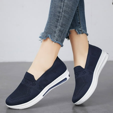 XDDST Womens Flats Comfortable Dressy Flat Women s Casual Shoes Slip Breathable Lightweight Mesh Hiking Shoes Blue