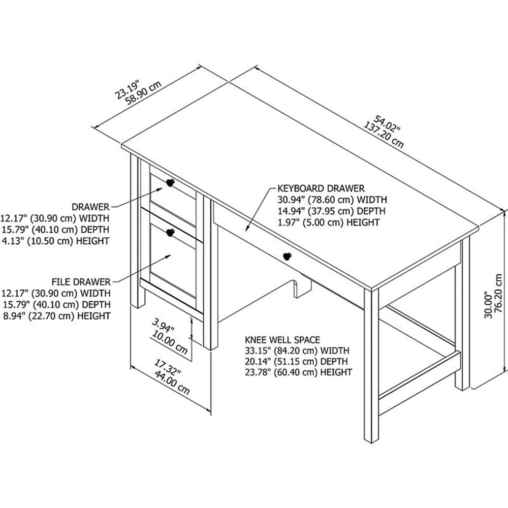 Mayfield 54W Computer Desk with Drawers in Shiplap Gray/White - Engineered Wood
