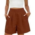 thumbnail image 6 of Atogsazn Womens Summer High Waisted Shorts Casual Dessy Pleated Cotton Linen Jogger Shorts Beach Pants Brown XXL Fashion, 6 of 9