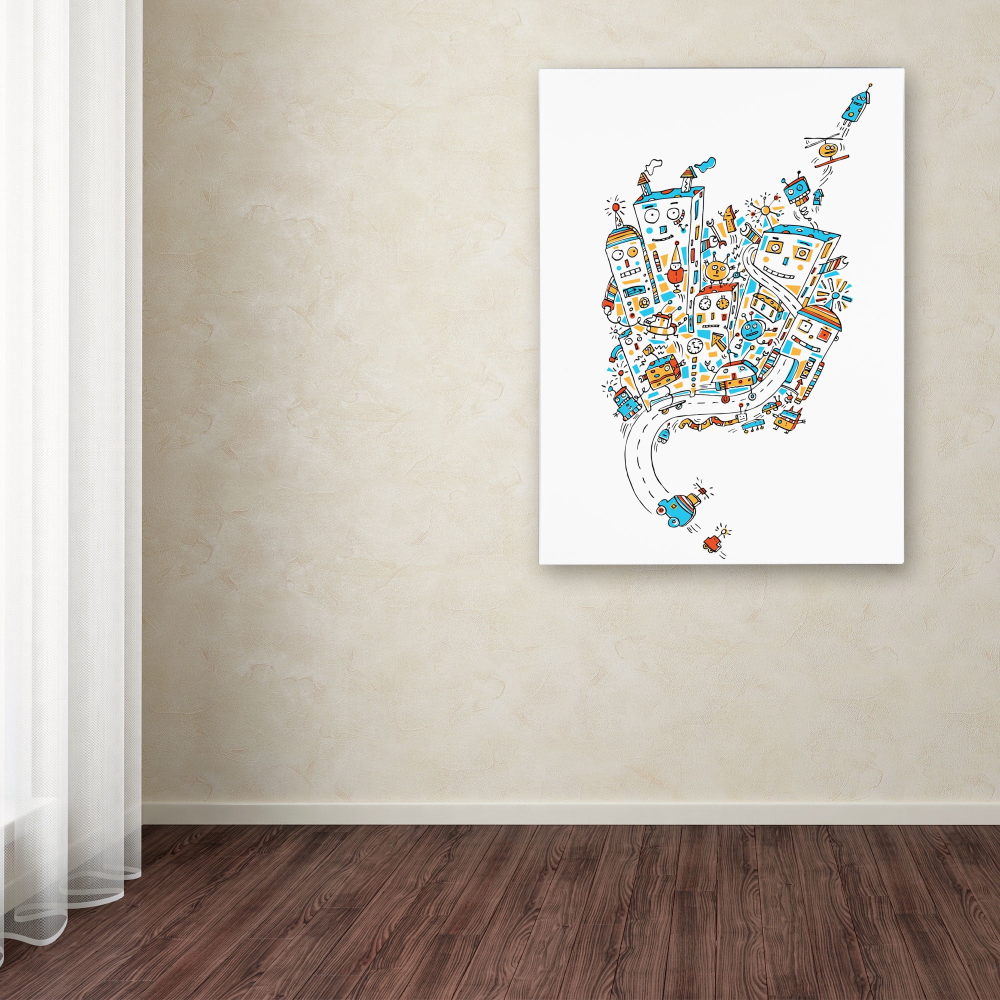 Trademark Fine Art "Robot City" Canvas Art by Carla Martell