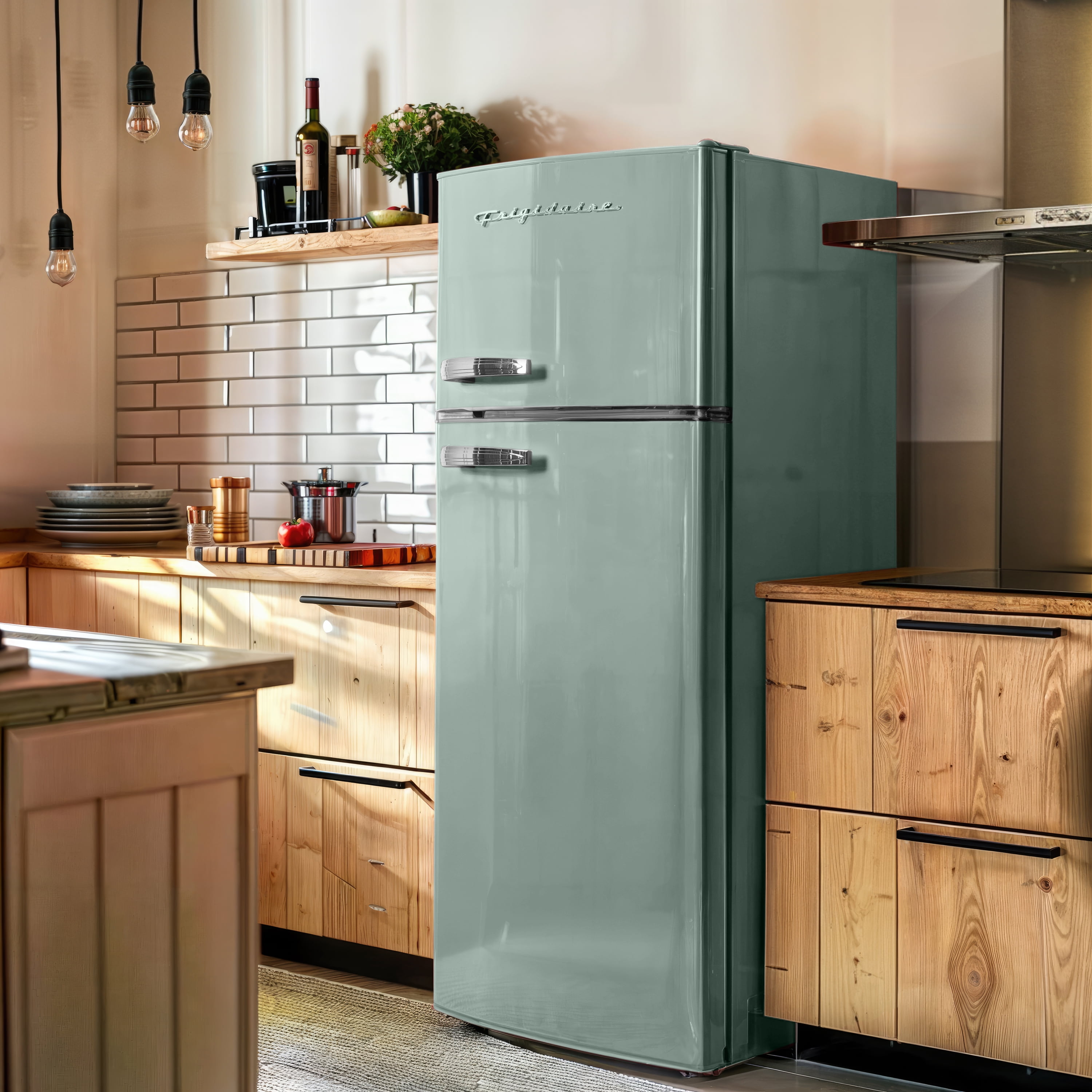 Frigidaire 7.5 Cu Ft. Retro Refrigerator, Top Mount Compact Fridge, Mint