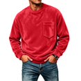thumbnail image 5 of KICILVS Mens Sweatshirt Crewneck Fleece Pullover Long Sleeve Pocket Casual Winter Warm Top for Men Daily Wear Red, 5 of 9