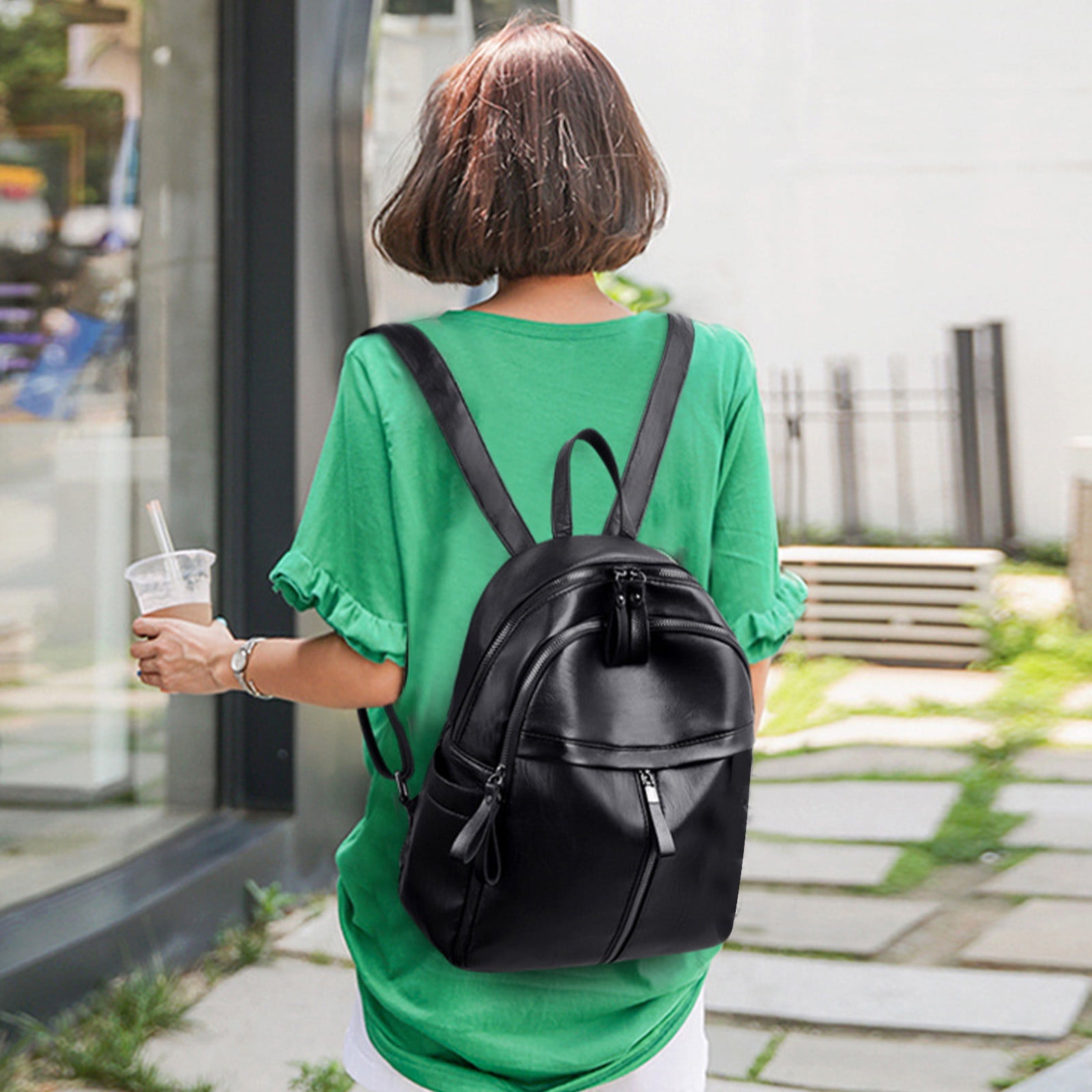 BATE PU Leather Backpack Purse for Women Casual Travel Handbag Ladies  Shoulder Bags Gray - Walmart.com