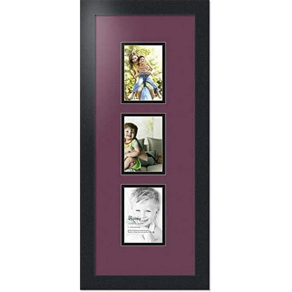 Double-Multimat-864-815/89-FRBW26079 Collage Pho Frame Double Mat With 3-3.5X5 Openings And Black Frame