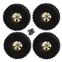 4pcs 122mm 1.9 Inch Metal Beadlock Wheel Rim Rubber Tire Set for 1/10 RC Crawler Car TRX4 D90 D110 Axial SCX10 Yellow