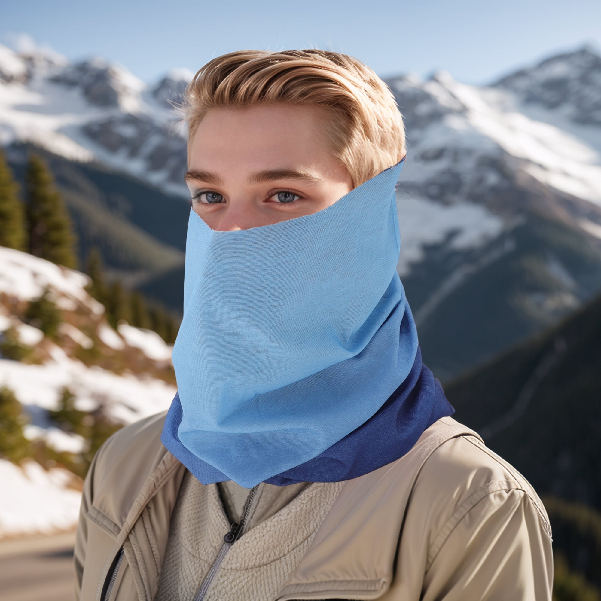 Unique Bargains Cooling Face Scarf Mask 1 Pc Gradient Blue