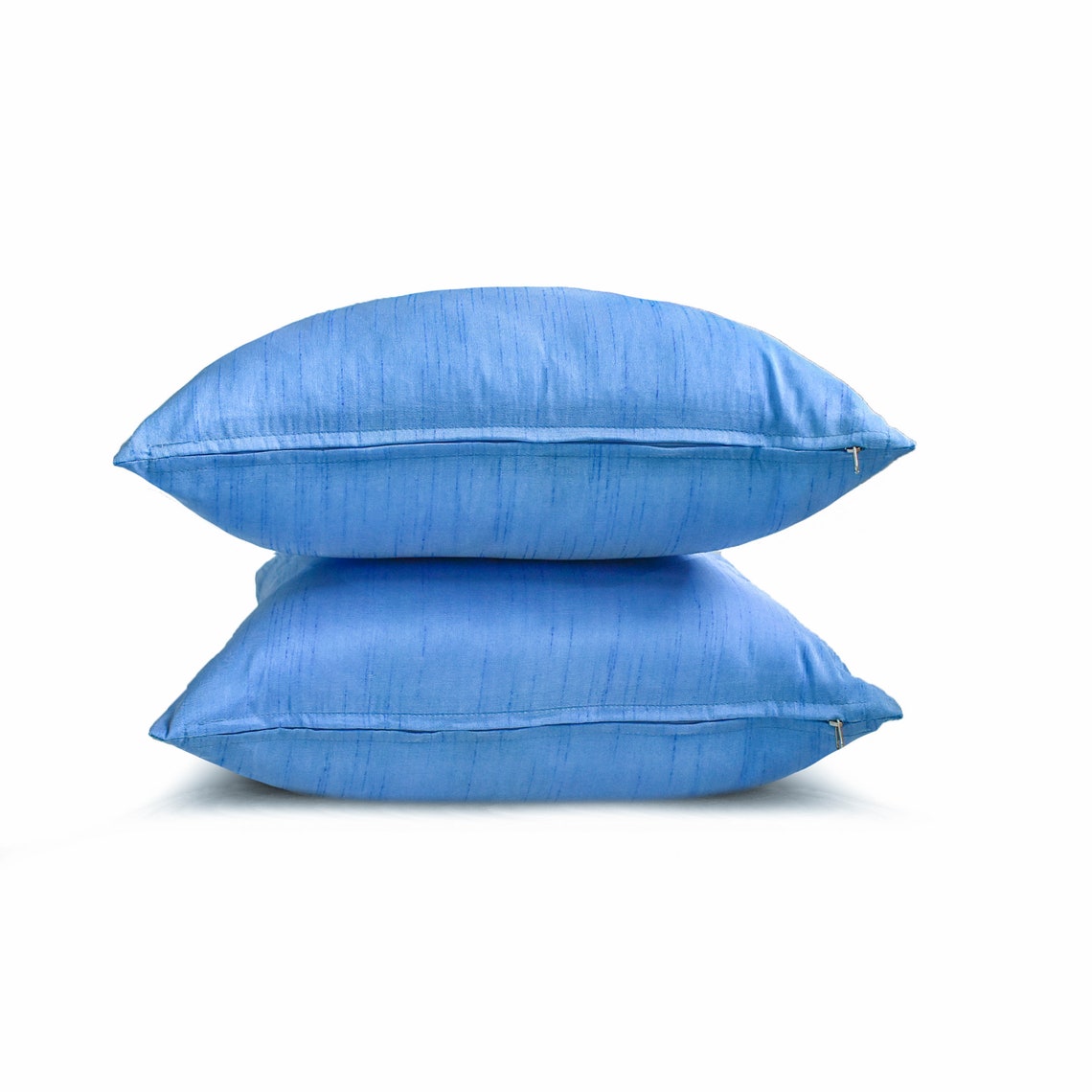 The HomeCentric Decorative Throw Pillow covers Blue Pack of 2, 12"x12" (30x30 cm) Silk Solid Cushion cover For Sofa Chouch, Hotels, living, Bed Room, Solid Modern Style - Light Blue Luxury