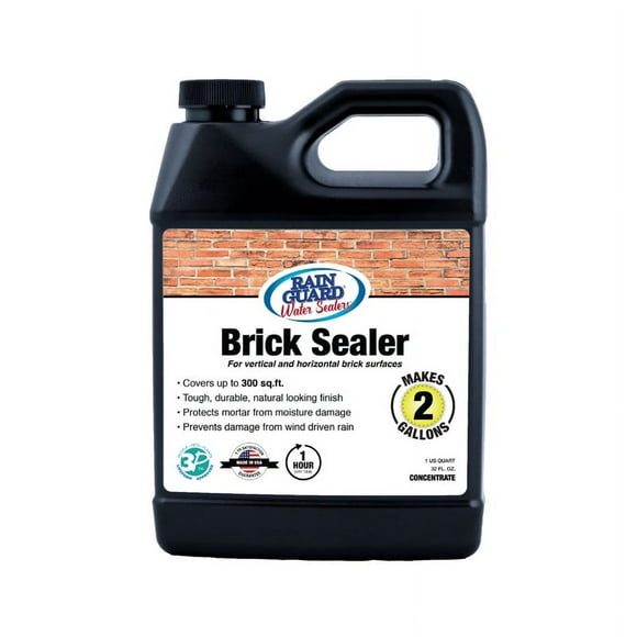 Rain Guard Water Sealers SP-3002 Brick Sealer Concentrate - Water Repellent for Interior or Exterior Brick - Covers up to 300 Sq. Ft, 32 oz Makes 2 Gallons, Invisible Clear