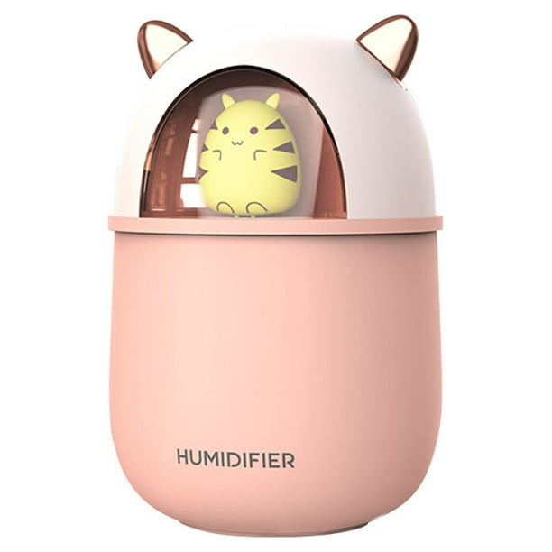 Yuarrent Humidificador Humidificador de dibujos animados para el hogar y la oficina Difusor de aroma USB de 300 ml con luz LED Humidificadores Rosado 0108#