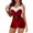 Red, variant on Santa Claus Women Costume Sexy Sleeveless Faux Fur Trim Halter Romper Short Jumpsuit Playsuits