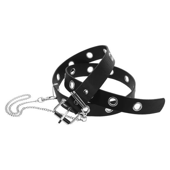 UPOUART 3Pcs Rock Rivets Belt Black Chain Waist Belt Adjustable Punk Style for Jeans and Dresses