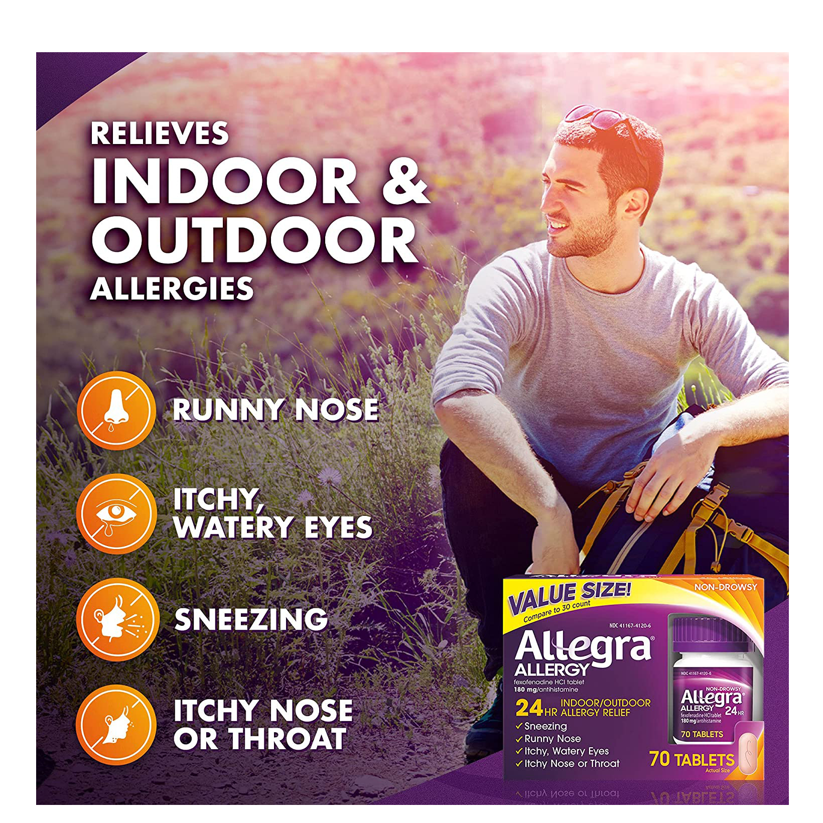 Allegra Adult 24HR Gelcaps (60 Ct, 180 mg), Allergy Relief - image 4 of 5