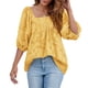 thumbnail image 2 of Minnieouse Blusa de mujer de manga corta, holgada, pulóver, camisa, ropa de verano Prendas para la parte del cuerpo Amarillo M, 2 of 6