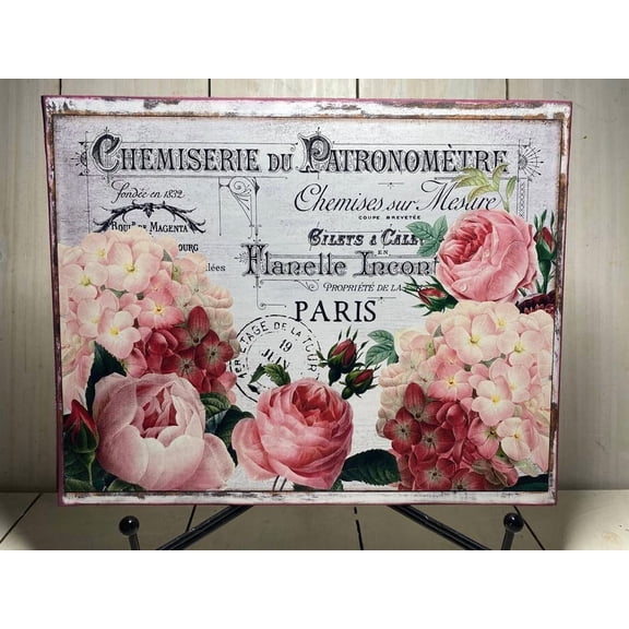 Shabby Chic Wall Decor, Floral Wall Art Cottage Style Sign, Rose Signs Plaque Decorative Retro Metal Tin Sign Vintage Sign for Home Coffee Wall Décor 8x12 inches