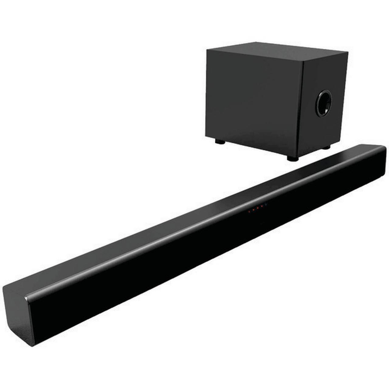 sanyo 2.1 soundbar with wired subwoofer