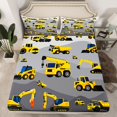 thumbnail image 2 of Manfei Equipped Truck Twin Sheet Sets,Excavator Crane Car Twin Fitted Sheet,Yellow Gray Flat Sheet For Boys Teens,Ultra Soft Home Decor,3pcs, 2 of 7