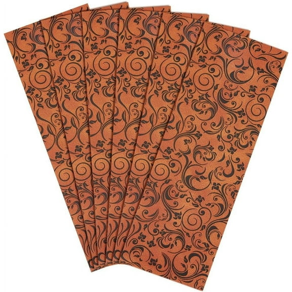 6pcs Genuine Leather Sheets Vintage Printed Leather Trim 8.8x2.9 Inch Leather Embossed Sheet 1.5mm Thick Floral Printed Embossed Leather Bump Texture for Jewelry Wallets DIY Sewing Crafts Brown DIY