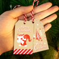 thumbnail image 3 of Etiquetas navideñas de papel kraft de estilo D100 piezas con cordón, etiquetas navideñas de papel kraft marrón, sello y etiqueta para envolver regalos de Navidad, 10 diseños para, 3 of 5