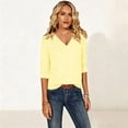 thumbnail image 6 of Zysthvn Fall Women 3/4 Sleeve Tops Casual Lightweight Striped Women Tshirts Loose Fit V Neck Tops, 6 of 8