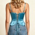 thumbnail image 4 of Women's Satin Corset Top Lace Trim Bustier Crop Top Spaghetti Strap Boned Bodice Mermaid Princess Fairy Cosplay Halloween Costume Clubwear Flattering Party Camisole, 4 of 6