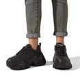 thumbnail image 4 of LUCKY STEP Chunky Sneakers for Women Fashion Platform White Leather Casual Dad Shoes,Black, 4 of 5