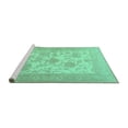 thumbnail image 2 of Ahgly Company Machine Washable Indoor Round Persian Turquoise Blue Traditional Area Rugs, 4' Round, 2 of 4