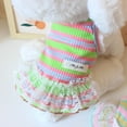 thumbnail image 4 of Dog Summer Clothes Puppy Sleeveless Striped Vest T-Shirt Pet Tutu Skirt Cat Dresses Suitable for Small Medium Cat Dog, 4 of 5