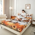 thumbnail image 4 of Manfei Cartoon Gnome Queen Sheet Sets,Rustic Farmhouse Cabin Flat Sheet,Autumn Fall Pumpkin SunflowerQueen Fitted Sheet For Girl Boys,Microfiber Bedroom Decor,4-Piece, 4 of 7