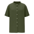 thumbnail image 6 of ibuvkizy Shirts for Men Summer Short Sleeve with Button Down Solid Color Casual Tops Army Green,L, 6 of 7